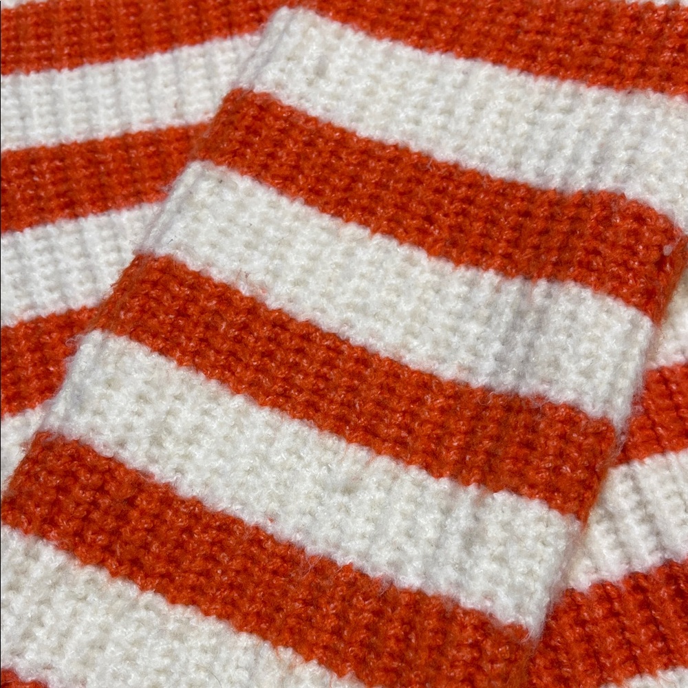 Sincerely Jules Orange and Cream Striped V-Neck Cropped Sweater - Picture 4 of 5